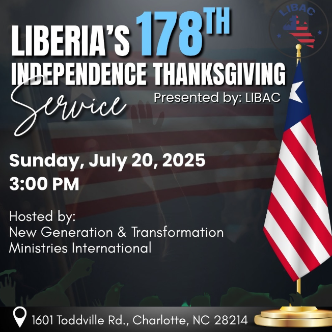 All roads lead to Charlotte this July as we celebrate 178 years of Liberia’s independence and we’re starting the week off the best way we know how: by giving God the glory